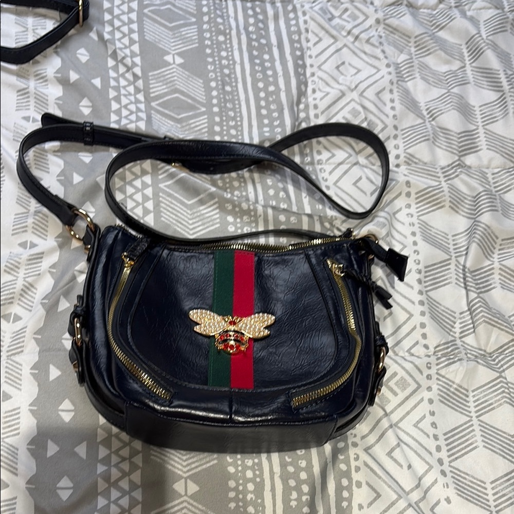 Alba Black and Gold Crossbody Bag with Luxurious Accents - Picture 1 of 4